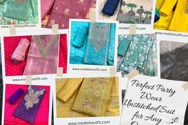 unstitched party wear suits for women