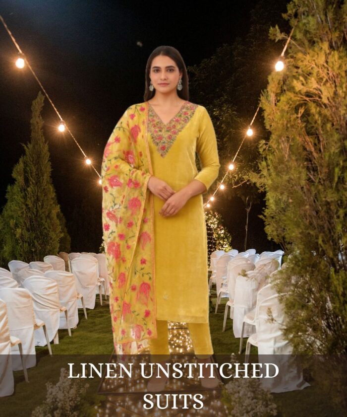 linen unstitched suits online for women
